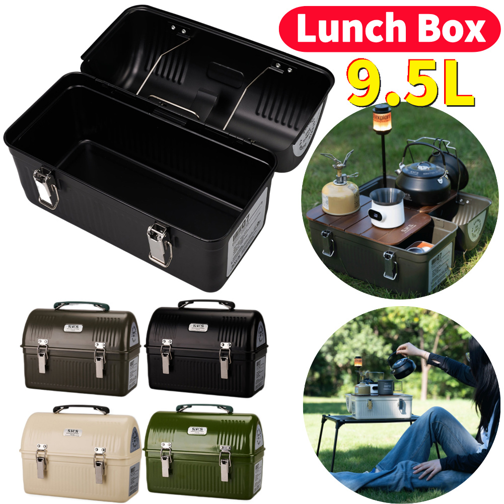 Outdoor Camping Store - Kotak Makan Logam Vintage 9.5L untuk