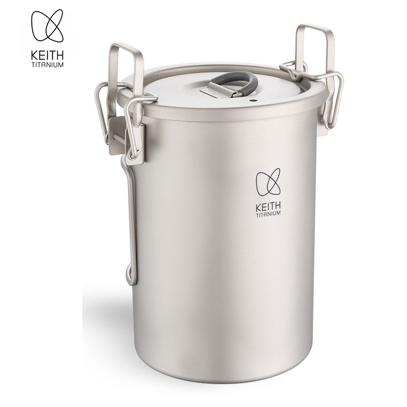 Outdoor Camping Cooking Set - KEITH Panci Nasi Titanium Murni, Panci