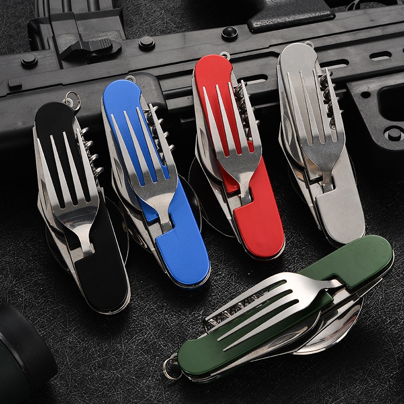 Outdoor Camping Uk - Peralatan makan lipat 4 in 1,