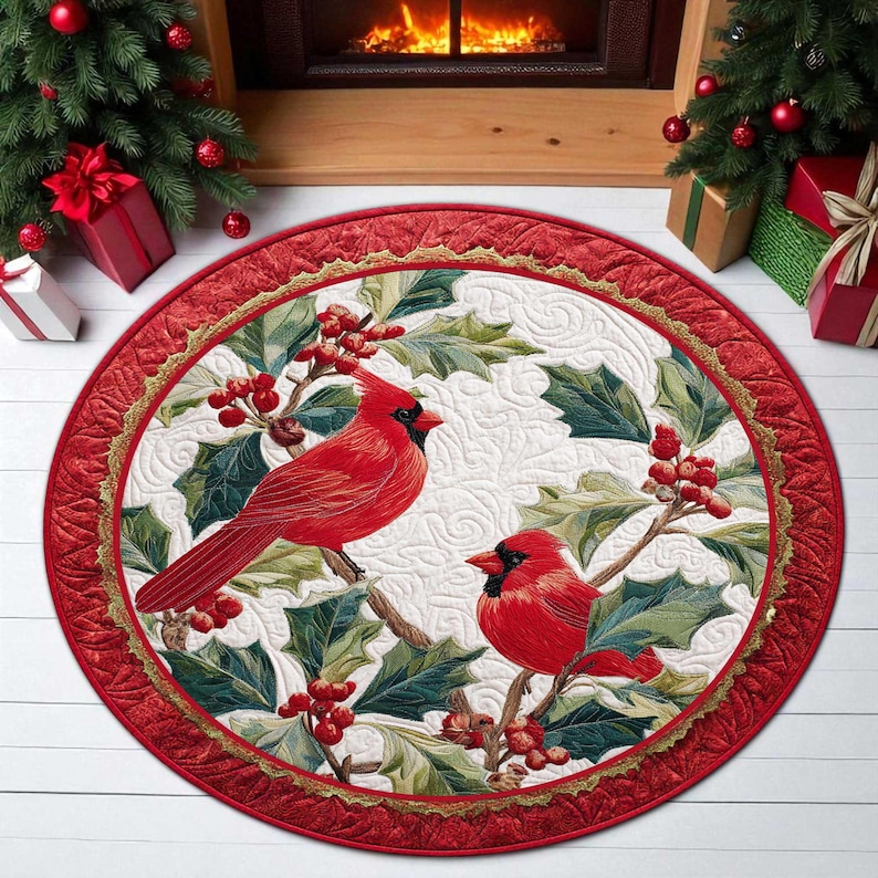 Outdoor Camping Decor Ideas - Keset Natal Motif Burung Kardinal, Keset