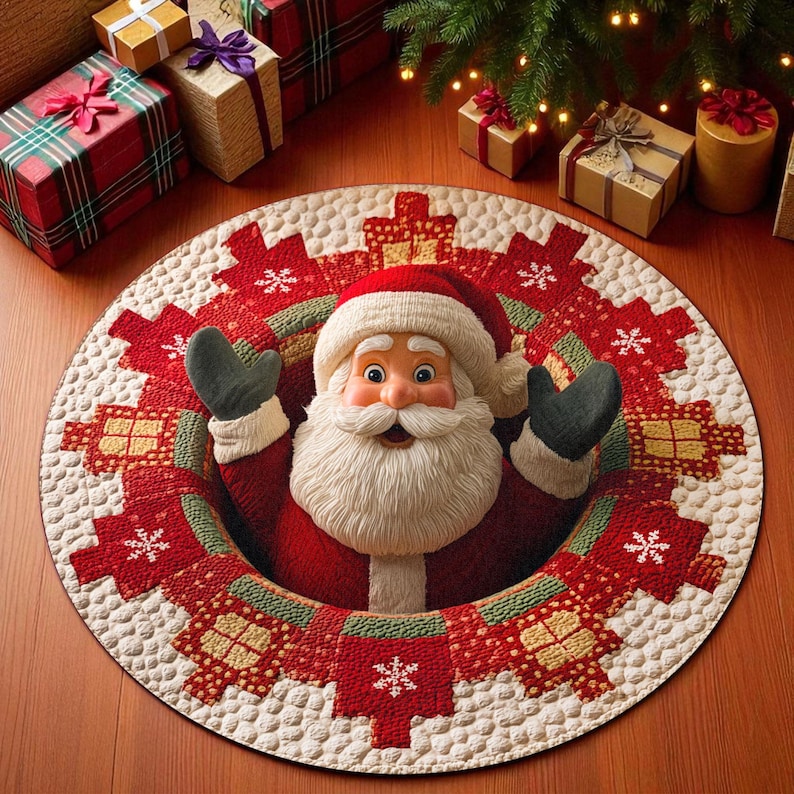 Outdoor Camping Decor Ideas - Keset Bulat Santa Claus Natal, Keset