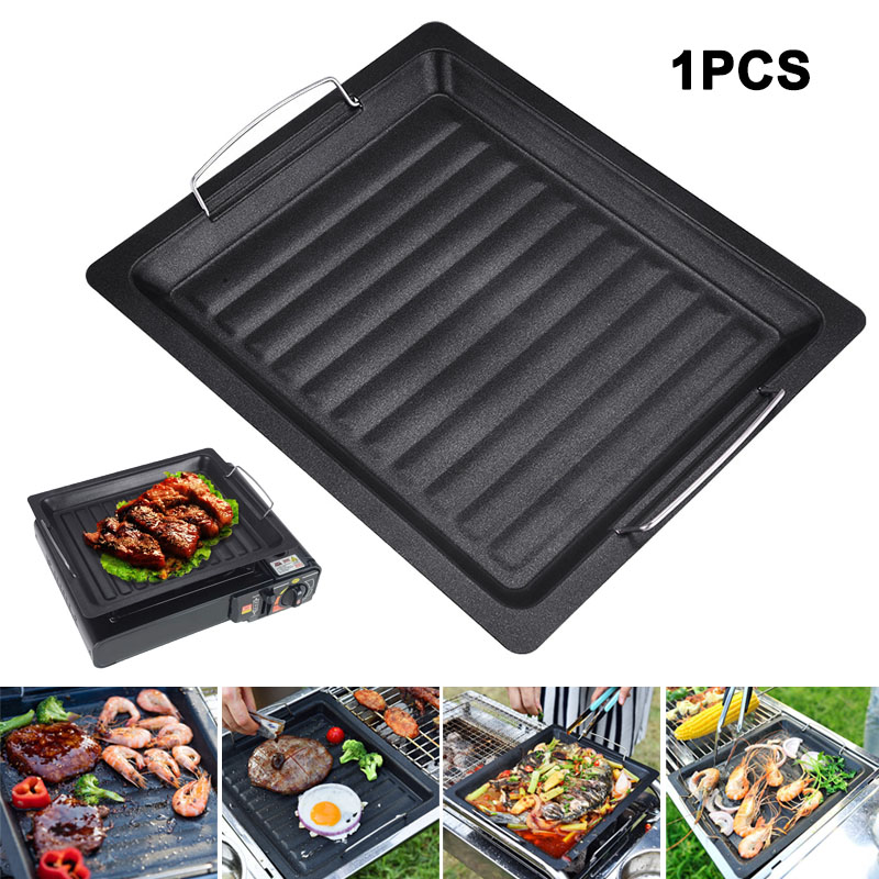 Outdoor Camping Cooking Set - Panci Panggangan Persegi Tebal untuk Luar