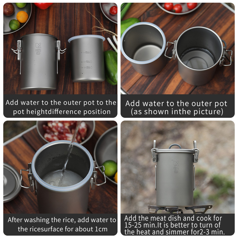 KEITH Panci Nasi Titanium Murn - Outdoor Camping Cooking Set ulasan dan harga