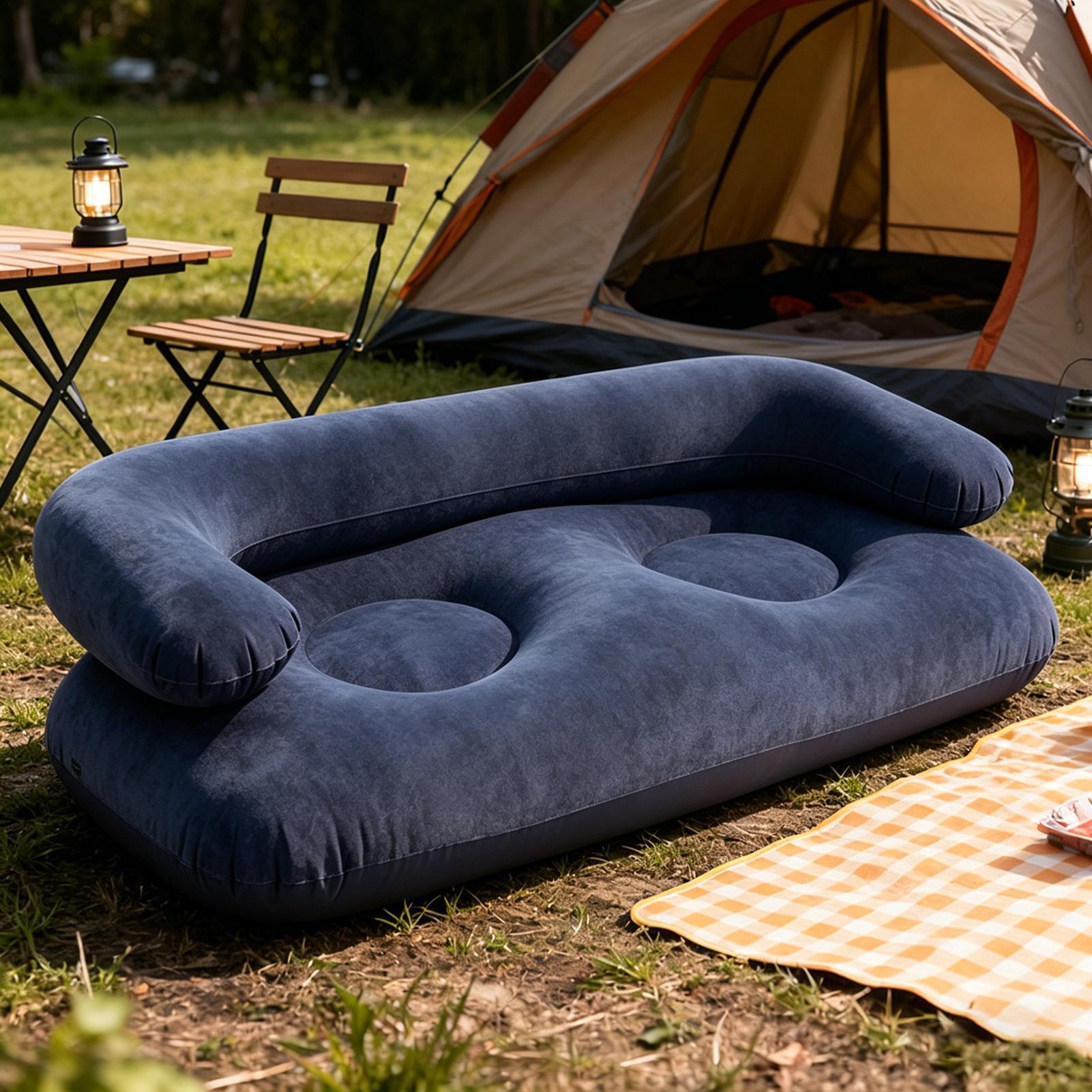 Sofa Angin Tiup Ganda Dua Dudu - Outdoor Camping Couch ulasan dan harga