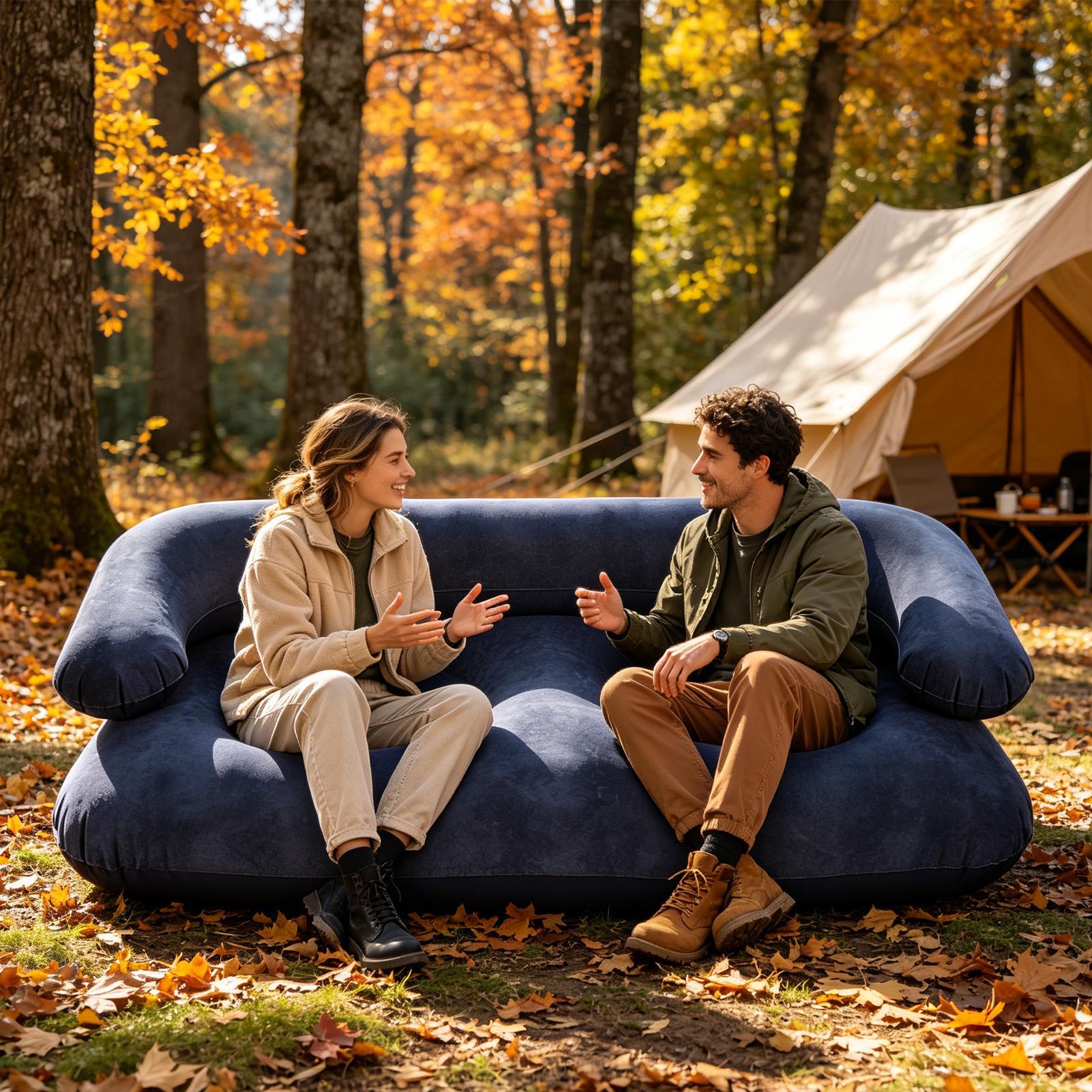 Sofa Angin Tiup Ganda Dua Dudu - Outdoor Camping Couch ulasan dan harga
