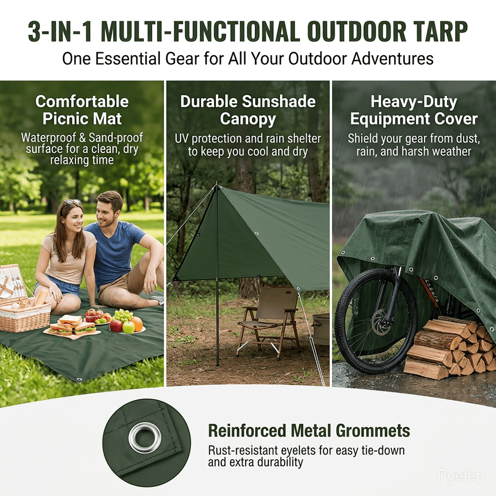 Terpal Tahan Air Multifungsi 3 - Outdoor Camping Tarp ulasan dan harga