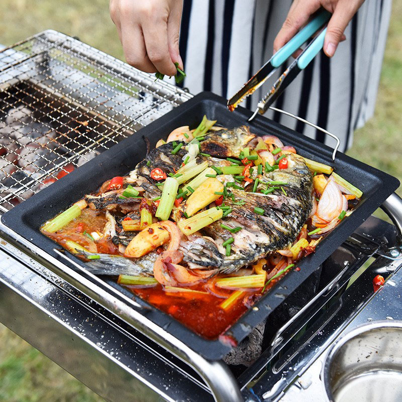 Panci Panggangan Persegi Tebal - Outdoor Camping Cooking Set ulasan dan harga